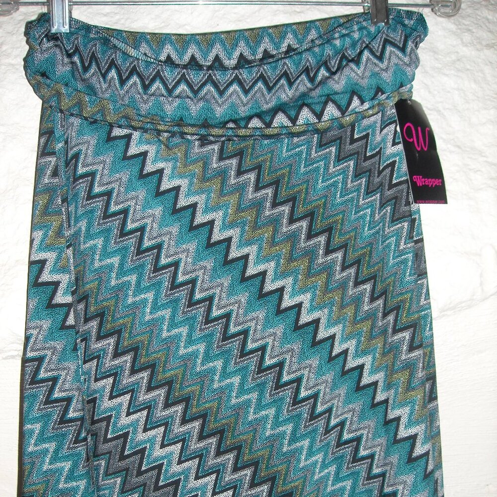 Wrapper Boho Zig Zag Midi Skirt Size L NWT